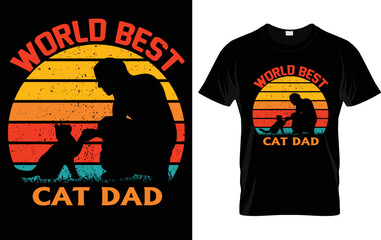 World best cat dad t-shirt funny cat daddy dad day gift retro sunset cat t-shirt