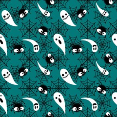 Halloween cartoon seamless web and spider and ghost pattern for wrapping paper and accessories and kids