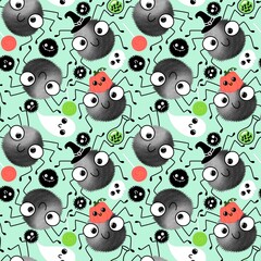 Halloween cartoon seamless spider and ghost pattern for wrapping paper and accessories and kids