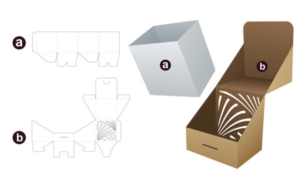 packaging box die cut template and 3D mockup