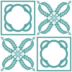 Azulejo blue tiles for kitchen and bathroom wall decoration, vector illustration in traditional spanish style