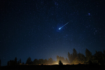Beautiful view of shooting star in night sky - Powered by Adobe