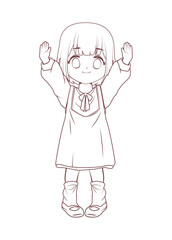 happy little girl anime style