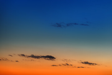 Summer evening sky just after sunset. Shallow depth of field.