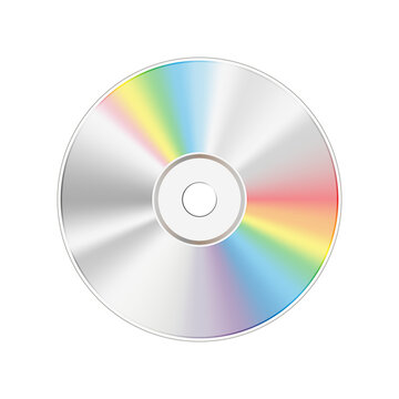 CD DVD disc. Shiny silver blue-ray audio and video storage. Vector illustration. stock realistic graphic image. Media technology 