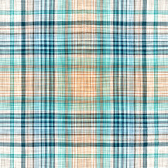 Teal rustic coastal beach house check fabric tile. Seamless sailor flannel textile gingham repeat swatch.
