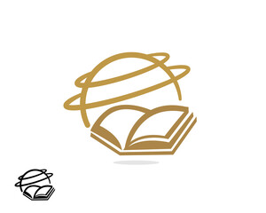 world globe earth planet book dictionary science logo icon symbol template illustration inspiration
