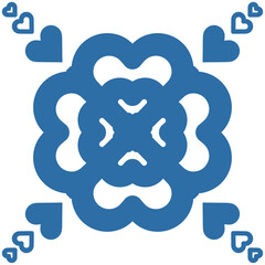 Floral pattern for decorating ceramic tiles in Spanish Azulejo style, blue illustration