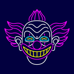 Isolated crazy clown Neon halloween icon Vector
