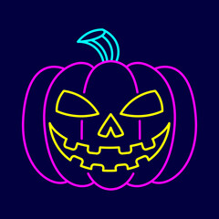 Isolated pumpkin Neon halloween icon Vector