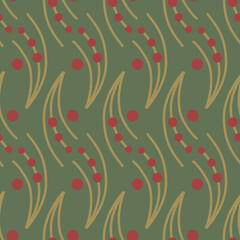 Abstract twig plant with berries botanical seamless pattern vector illustration abstract background