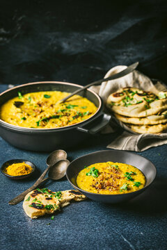 Curried yellow lentils side angle