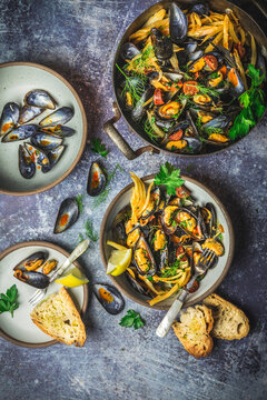 Mussels with Chorizo and Fennel overhead