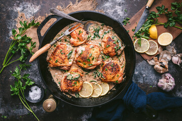 Chicken Thighs with Creamy Garlic Sauce