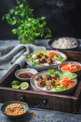 Vietnamese Meatball Rice Bowls Side Shot