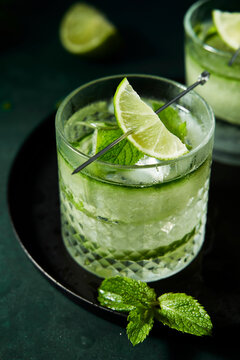 Cucumber and Lime G&T on tray