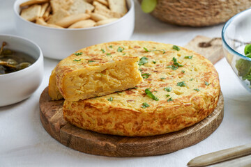 tortilla de patatas, Spanish omelette with potatoes, typical Spanish cuisine