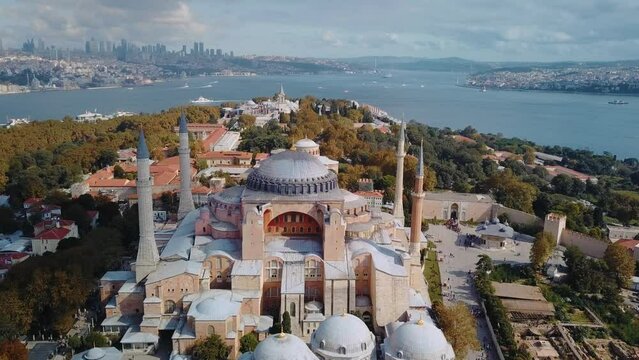 Amazing Hagia Sophia, Church of Hagia Irene and Topkapi Palace in Istanbul. Byzantine churches located within in first courtyard of Palace. 30 sultans ruled from here for 4 centuries during Ottomans