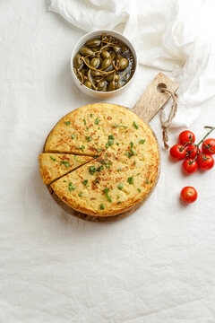 tortilla de patatas, Spanish omelette with potatoes, typical Spanish cuisine