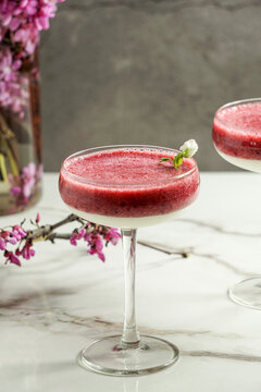 light airy berry mousse in glasses of red berries, delicate dessert