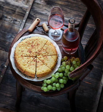 tortilla de patatas, Spanish omelette with potatoes, typical Spanish cuisine