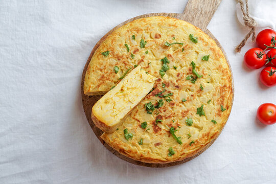 tortilla de patatas, Spanish omelette with potatoes, typical Spanish cuisine