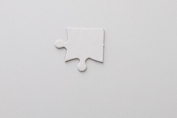 Top-right corner puzzle piece - blank, studio shot on white