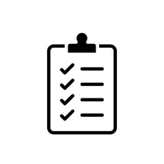 Clipboard checklist icon. Simple flat style. Document with checkmark, business agreement concept. Vector illustration isolated on white background. EPS 10.