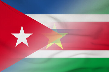 Cuba and Suriname official flag international contract SUR CUB
