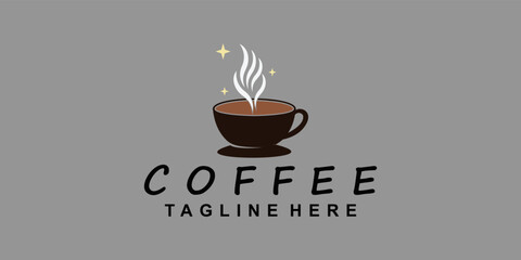 Coffee icon logo and coffee shop logo design inspiration with creative element premium vector
