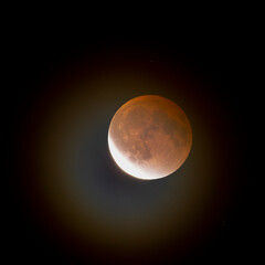 waning lunar eclipse with halo