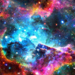 Fototapeta na wymiar Illustration of Colorful and Vibrant Stars and Beautiful Nebulas and Galaxies