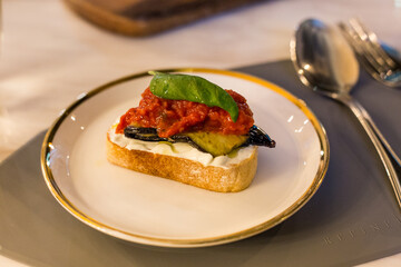 bruschetta with tomato and cheese