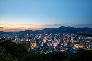 Fototapeta na wymiar Sunset from Namsan Tower in Seoul, Korea