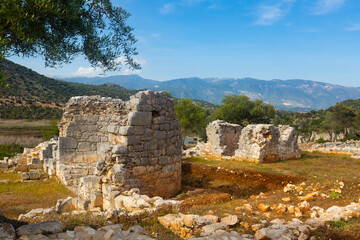 Ruins of the ancient Lycian port city of Andriake, currently located in the area of the modern...