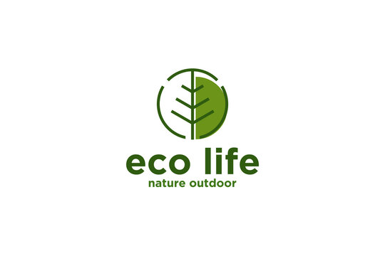 Pine tree nature logo design environment go green icon symbol