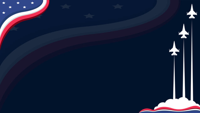 Patriot Day Background with Copy Space Area. Illustration of united state flag and silhouette of jet plane. Suitable for Navy and Air Force Birthday, etc.