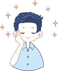 エイジングケアをして美肌に満足する人物のイラスト