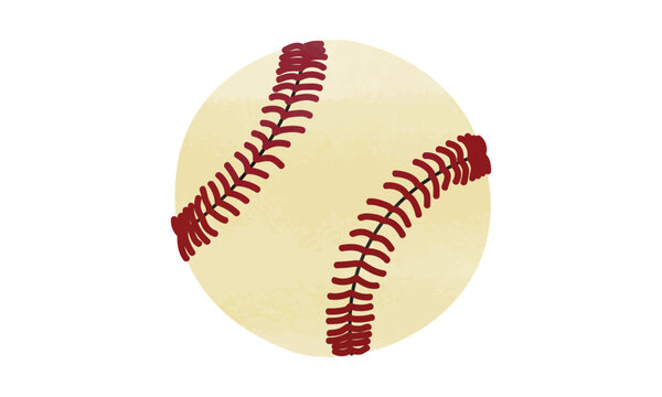 Baseball ball clipart. Simple baseball watercolor style vector illustration isolated on white background. Baseball ball isolated. Baseball ball cartoon hand drawn vector design