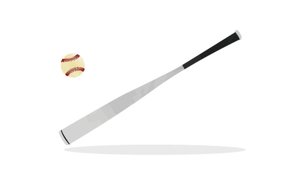 Baseball bat clipart. Simple metal baseball bat watercolor style vector illustration isolated on white background. Steel baseball bat cartoon hand drawn style. Baseball stick vector design