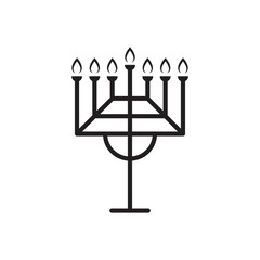 Menorah vector icon. Hanukkah menorah candelabrum with nine lit candles flat vector icon for holiday apps and websites. vector illustration