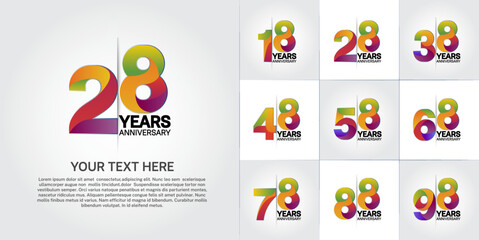 Fototapeta premium set of anniversary with colorful color for use on celebration event