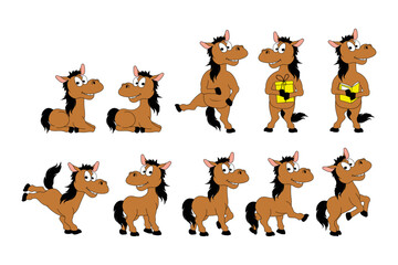 Obraz na płótnie Canvas cute horse animal cartoon illustration