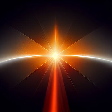 Orange Light Lens Flare On Black Background.