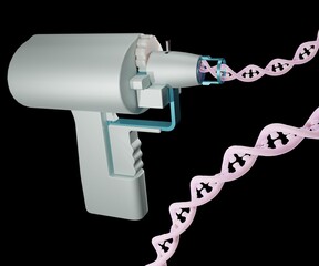 A gene gun or a biolistic particle delivery system for genetic research 3d rendering