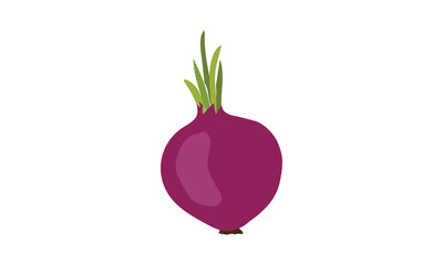 Simple red onion clipart vector illustration isolated on white background. Red onion root vegetable cartoon style. Onion sign icon. Organic food, vegetables and restaurant concept