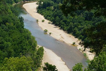 The aerial view of Buffalo River near Yellville, Arkansas, U.S
