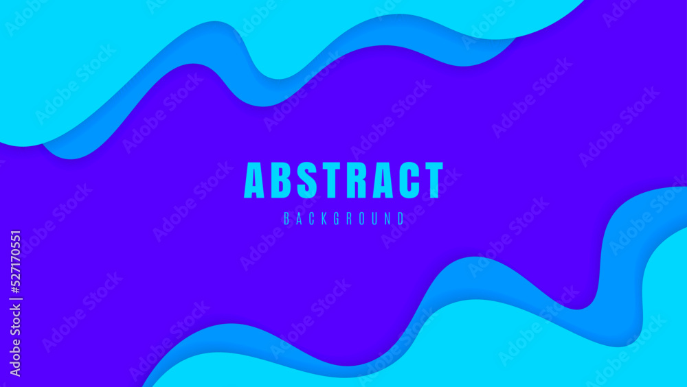 Wall mural minimal colorful blue waves frame in purple background