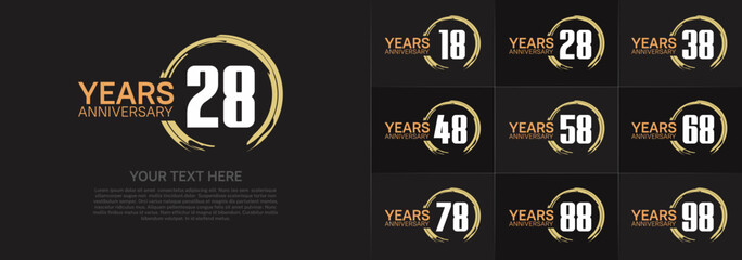 set of anniversary white color with circle for celebration moment