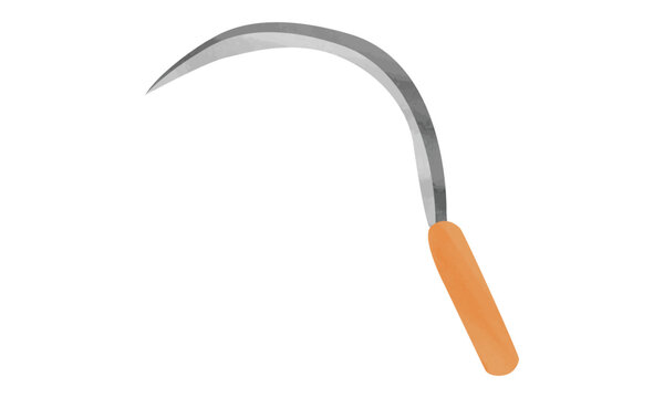 watercolor sickle with orange handle clip art preview